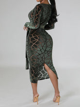 Mesh Patchwork Long Sleeve Bodycon Midi Dress
